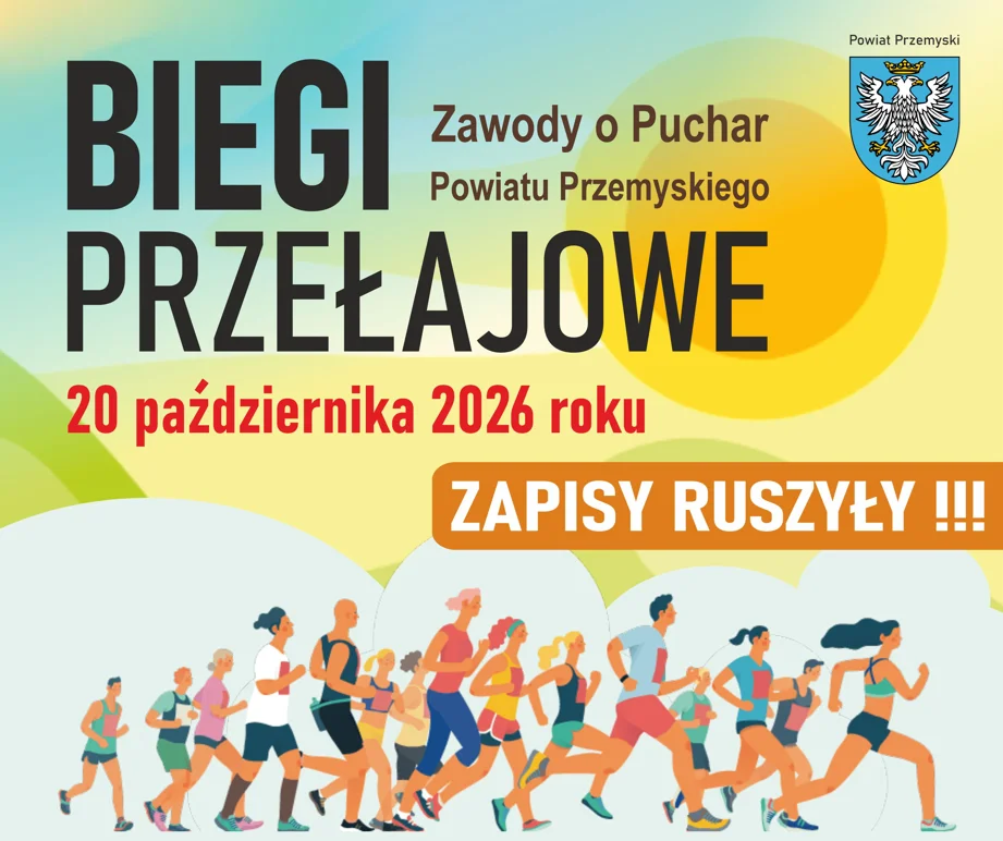 Grafika promocyjna wydarzenia Biegi Przełajowe 2026 – zawody o Puchar Powiatu Przemyskiego