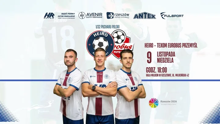 Grafika promocyjna wydarzenia Heiro Rzeszów - Eurobus Przemyśl: 1/32 Pucharu Polski (9 listopada 2025)