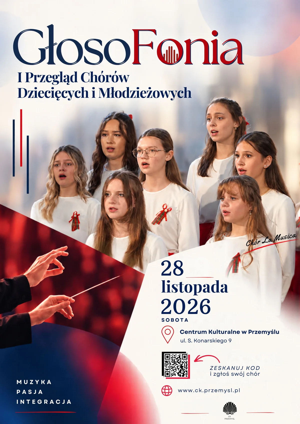 Grafika promocyjna wydarzenia GłosoFonia – I Przegląd Chórów Dziecięcych i Młodzieżowych