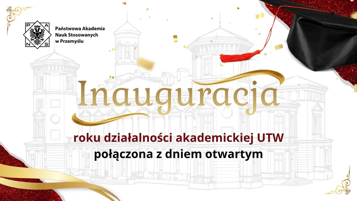Grafika promocyjna wydarzenia Inauguracja roku działalności akademickiej UTW połączona z Dniem Otwartym