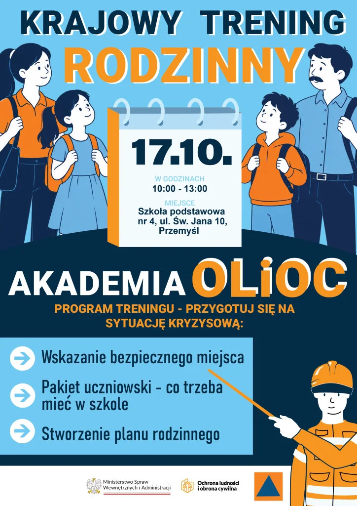 Grafika promocyjna wydarzenia Krajowy Trening Rodzinny w ramach Akademii OLiOC
