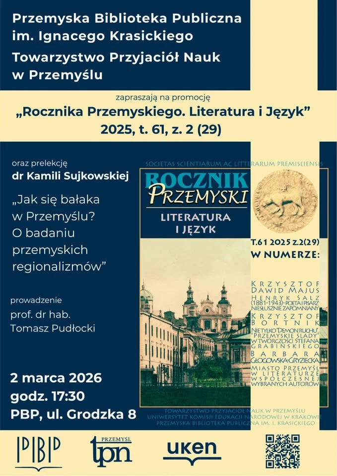 Grafika promocyjna wydarzenia Promocja „Rocznika Przemyskiego. Literatura i Język” (RP. LiJ) — 2 marca w Przemyślu