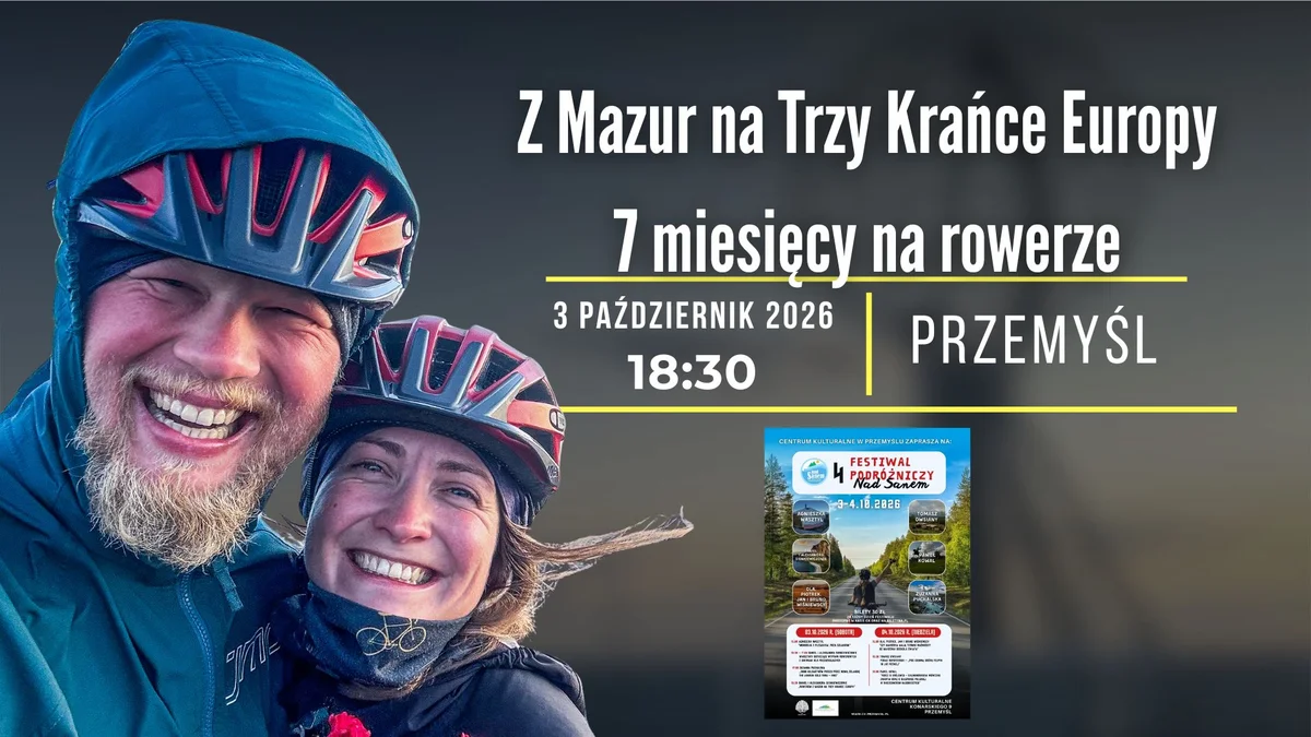 Grafika promocyjna wydarzenia Festiwal nad Sanem: rowerem przez Europę