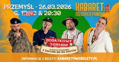 Grafika promocyjna wydarzenia Kabaret Młodych Panów — „Z żartami nie ma żartów” (20-lecie) w Przemyślu