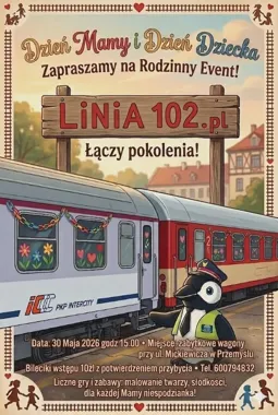 Grafika promocyjna wydarzenia Dzień Mamy i Dzień Dziecka z linia102.pl w Przemyślu