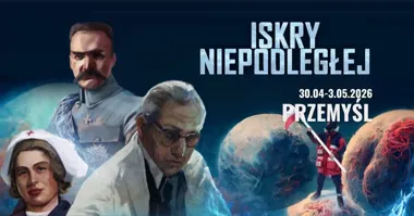 Grafika promocyjna wydarzenia „Iskry Niepodległej” w Przemyślu. Multimedialne widowisko na rynku
