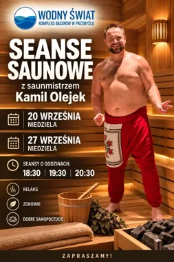 Grafika promocyjna wydarzenia Seanse saunowe z Kamilем Olejkiem