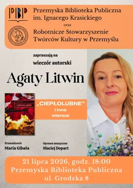 Grafika promocyjna wydarzenia Poetycki wieczór w Przemyślu. Spotkanie z Agatą Litwin