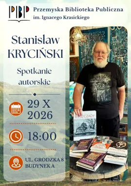 Grafika promocyjna wydarzenia Spotkanie autorskie ze Stanisławem Krycińskim