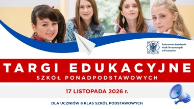 Grafika promocyjna wydarzenia Targi Edukacyjne Szkół Ponadpodstawowych w Przemyślu