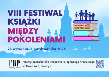 Grafika promocyjna wydarzenia VIII Festiwal Książki „Między pokoleniami”