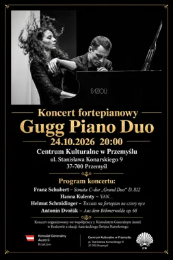 Grafika promocyjna wydarzenia Koncert Gugg Piano Duo z okazji Austriackiego Święta Narodowego