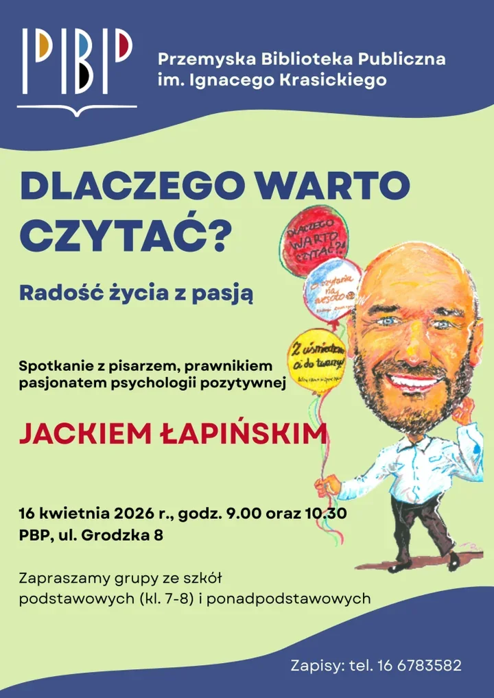 Jacek Łapiński w Przemyślu - biblioteka stawia na czytanie z energią