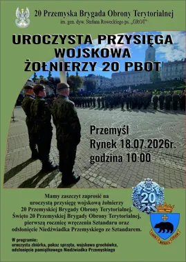 Przysięga żołnierzy WOT na rynku. Do tego odsłonięcie przemyskiego niedźwiadka