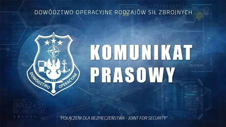 Grafika informacyjna Dowództwa Operacyjnego Rodzajów Sił Zbrojnych zapowiadająca komunikat prasowy.