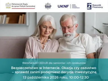 Fałszywe inwestycje w sieci. Seniorzy mogą wziąć udział w bezpłatnym webinarium